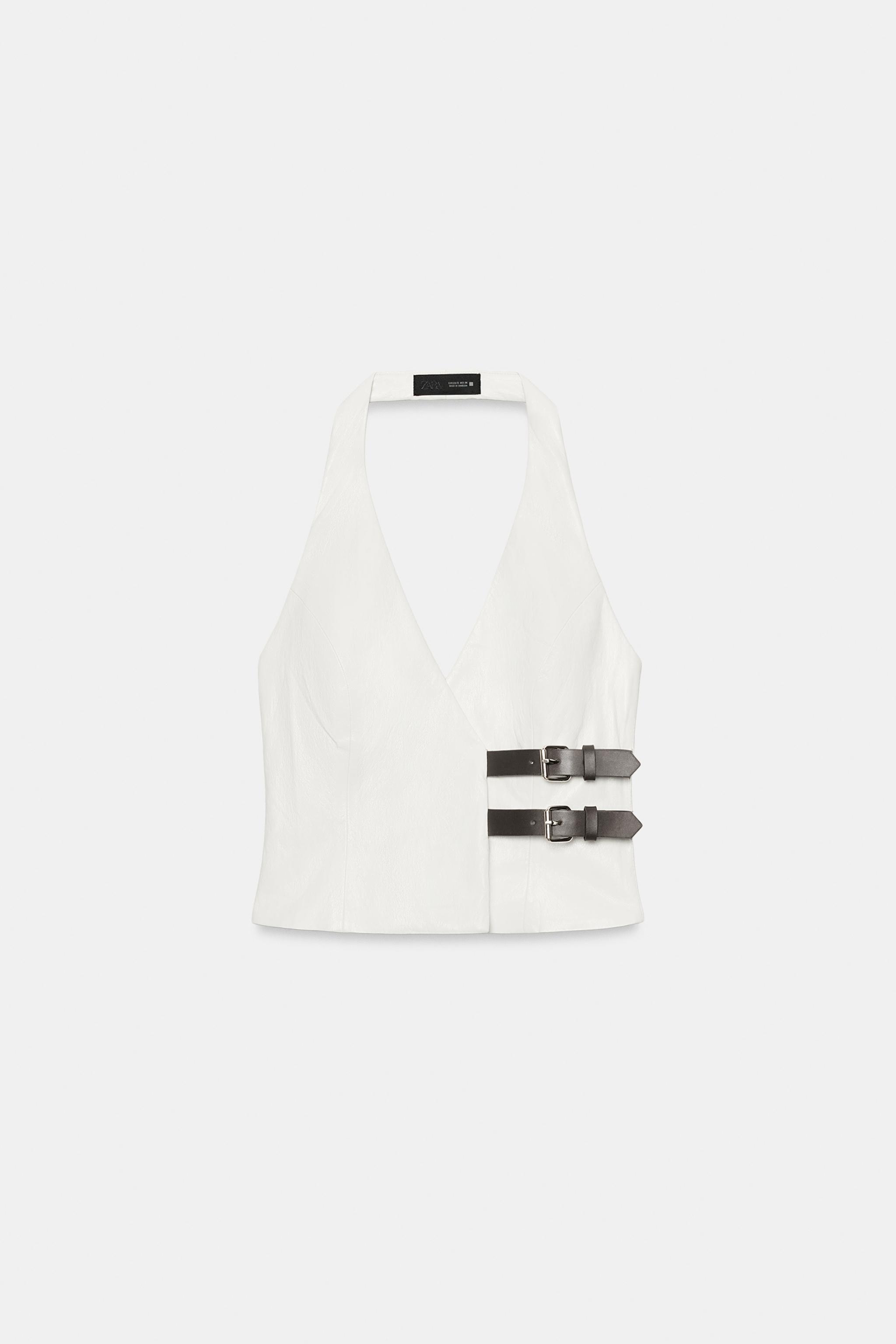 TOP HALTER MATIÈRE SYNTHÉTIQUE BOUCLES